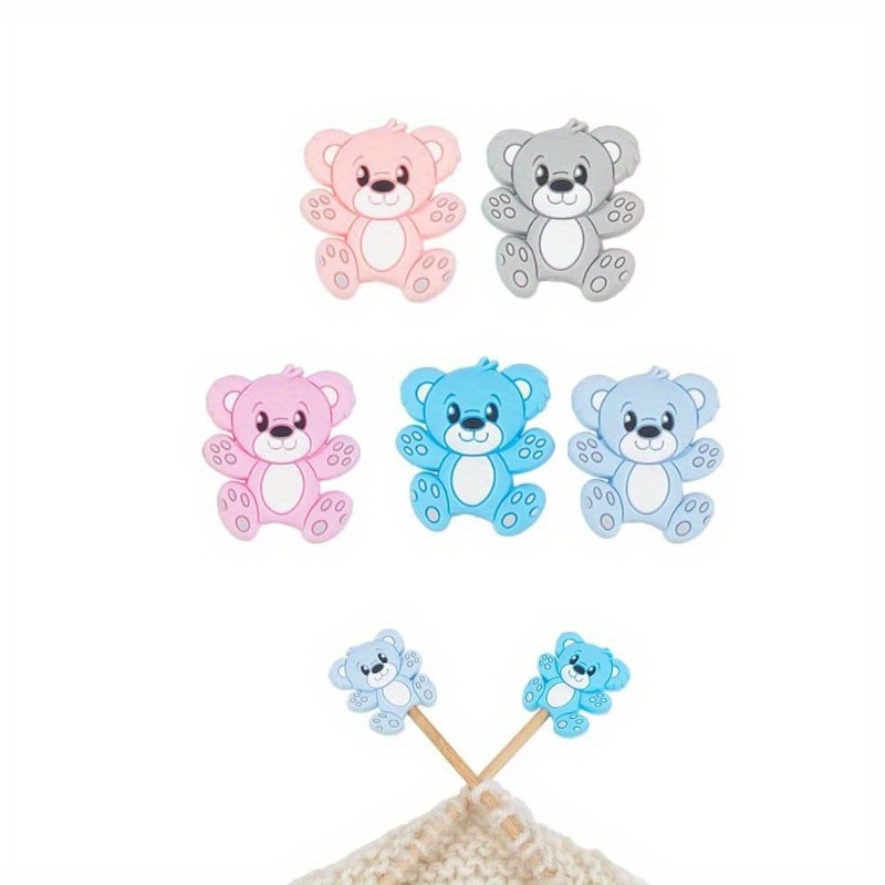 

5pcs Bear Knitting Protectors - Stoppers For & Safe Weaving