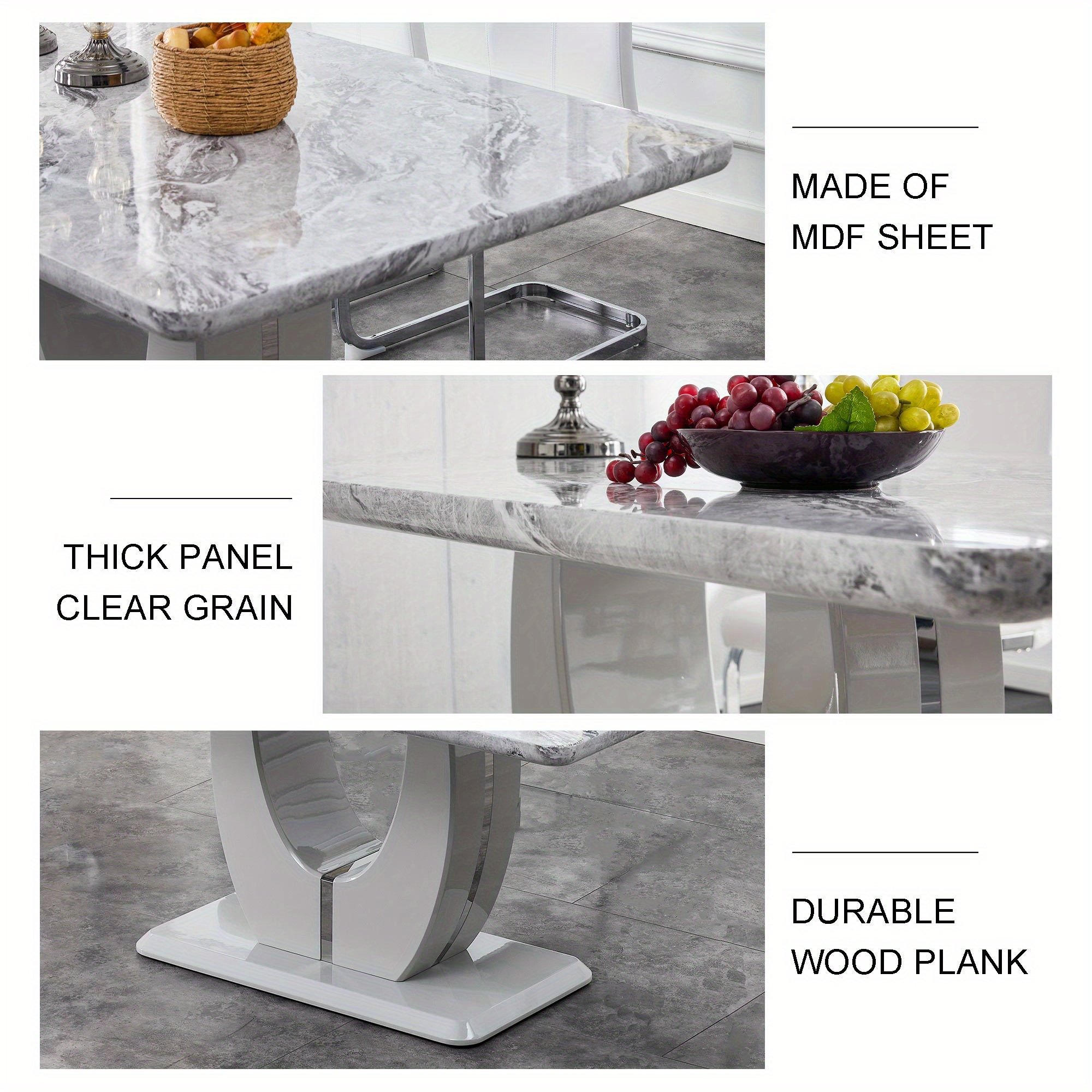 63 dining table with 6 velvet dining chairs modern dining table for 4 6 people Product details 0