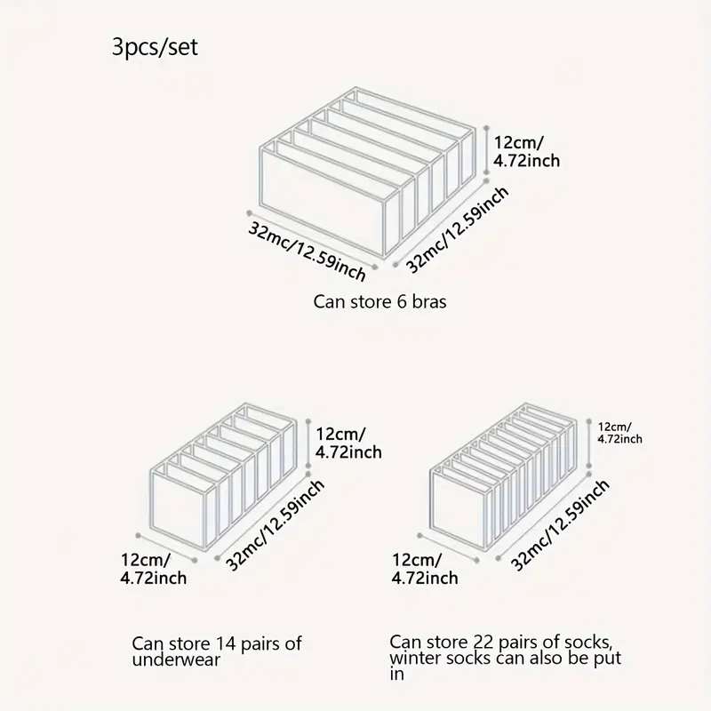 1ta dona shkaf ichki kiyimlar, paypoq, ko'ylak uchun bo'laklar, joyni tejovchi garderob saqlash yechimi tafsilotlari 3