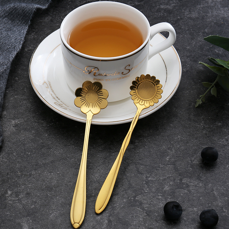 stainless steel coffee spoons set 8pcs   design dessert tea honey stirring spoons kitchen utensils details 5