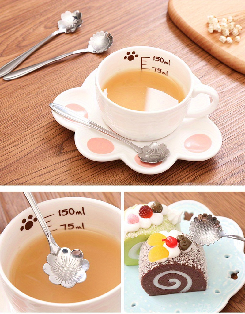 stainless steel coffee spoons set 8pcs   design dessert tea honey stirring spoons kitchen utensils details 8