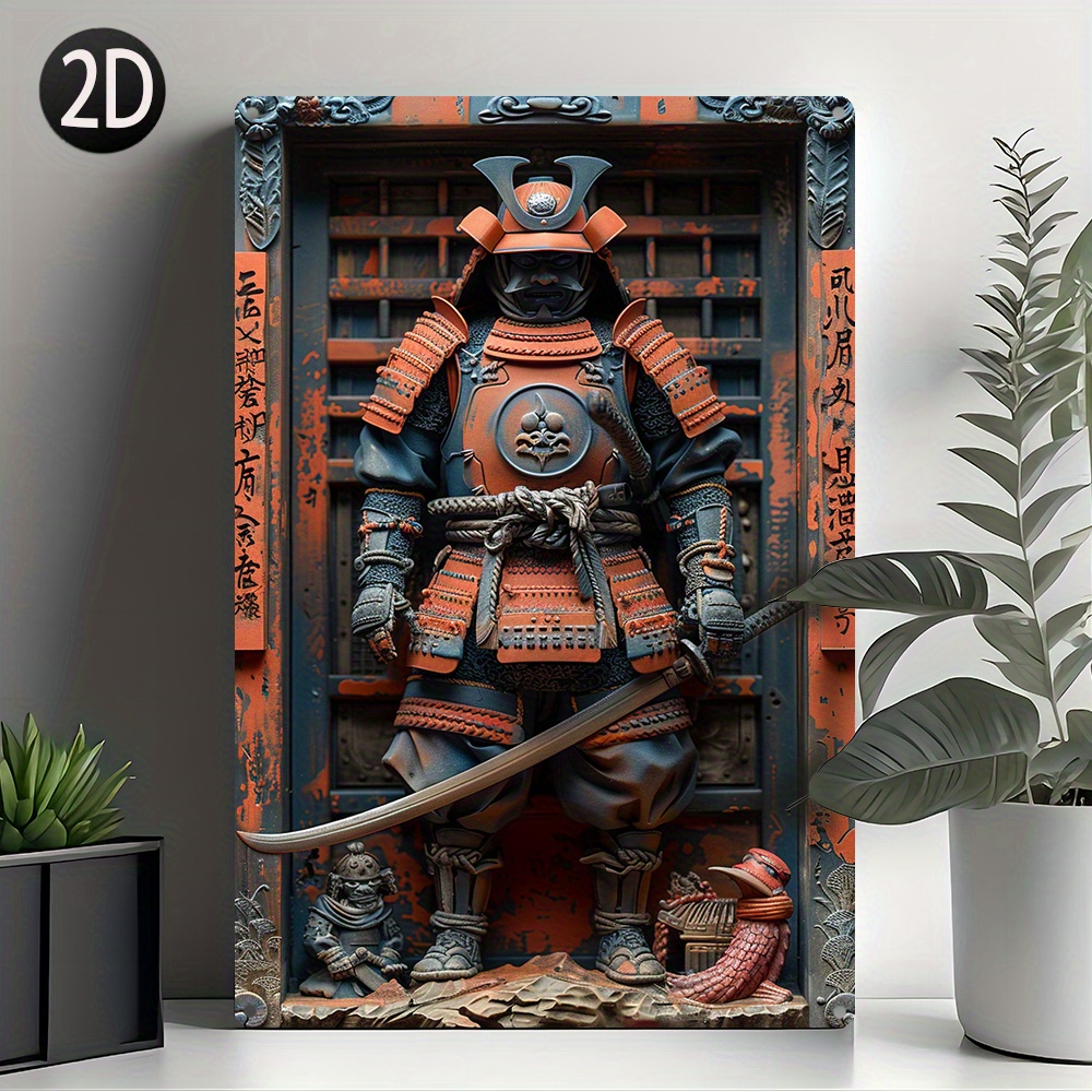 TEMU Vintage Japanese Samurai Aluminum Wall Art Decor - 8x12 Inches - Multipurpose Moisture-resistant Hanging Tin Sign For Gym, Office, Kitchen, Toilet - Ideal Gift For Decor Lovers, Mother's Day