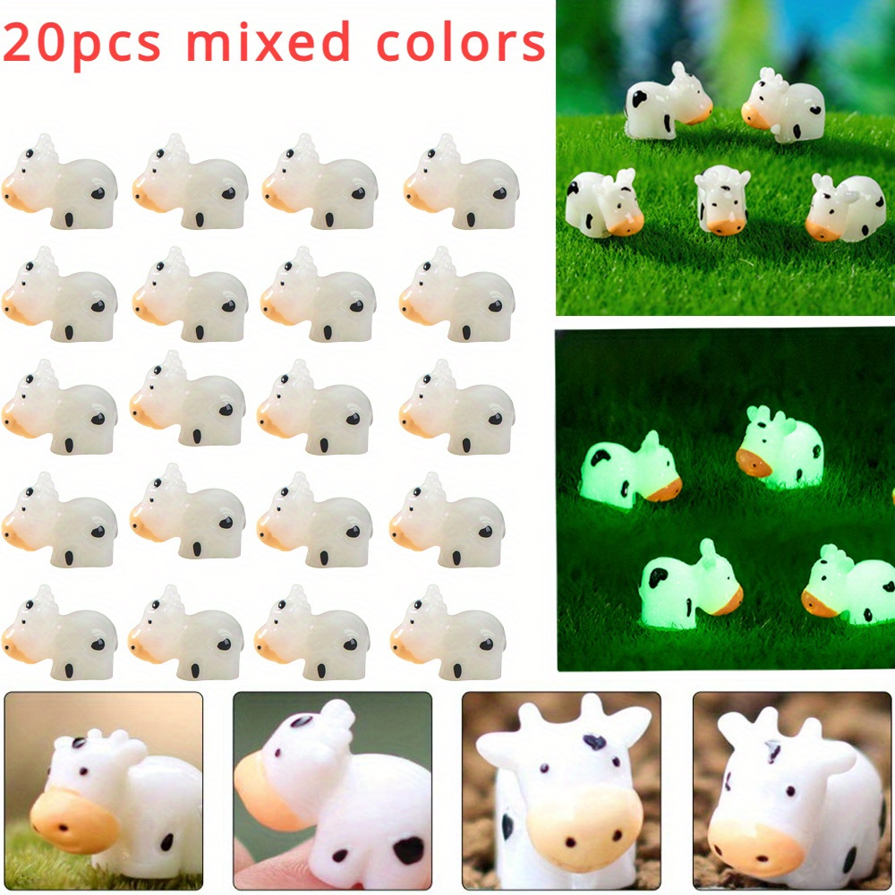 

20pcs Mixed Resin Cow Mini Resin Animal Suitable For Landscape Aquarium Potted Toy House Set