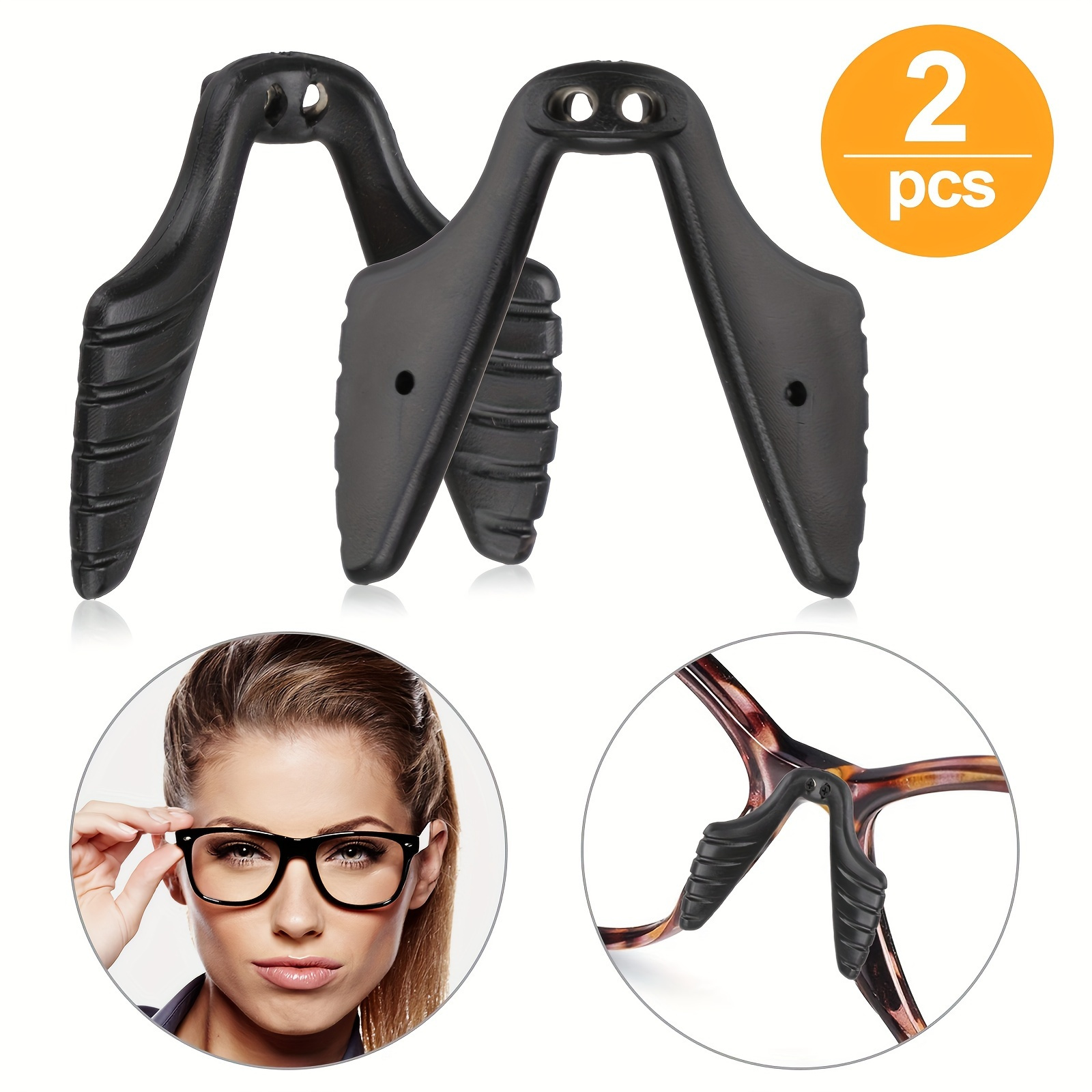 TEMU 2pcs Soft Silicone Eyeglass Nose Pads - Anti-slip, For Stylish Glasses & Fashion Glasses, Installation