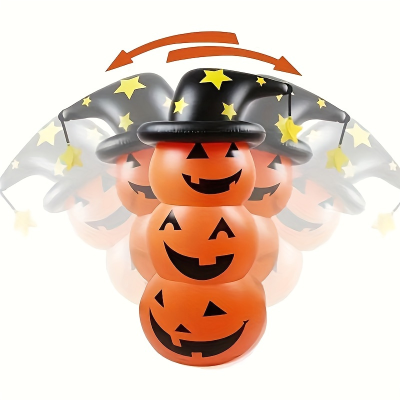 

1pc, Inflatable Pumpkin Pile Decoration With Witch Hat-pvc Freestanding Outdoor Or Indoor Holiday Decoration, Water Heavy Base Design, Non-electric, For Doorway Display