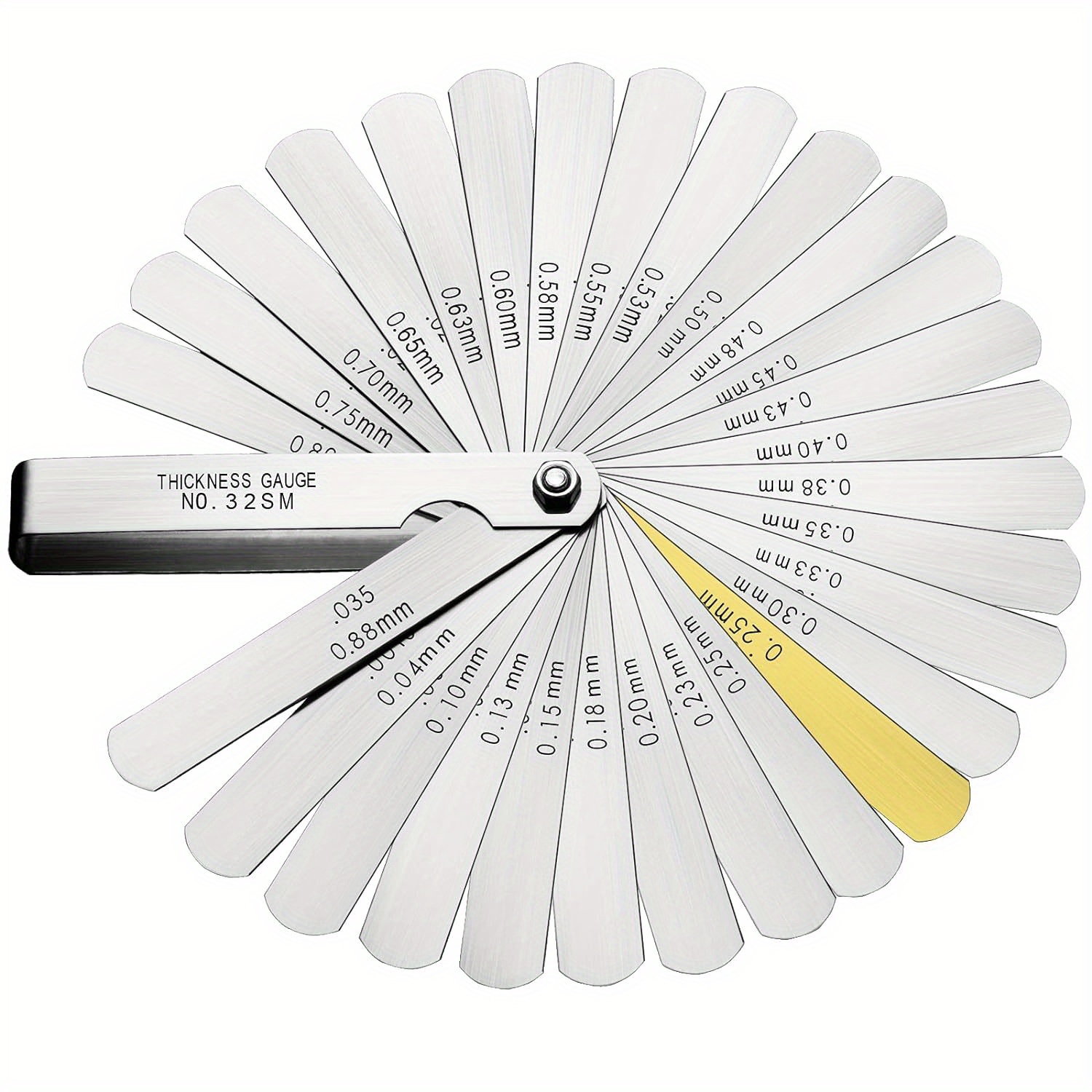 TEMU Stainless Steel Thickness Gauge With 32 Interchangeable Blades - Measuring Range: 0.0015in To 0.035in, 0.04mm To 0.88mm - Industrial Precision Tool