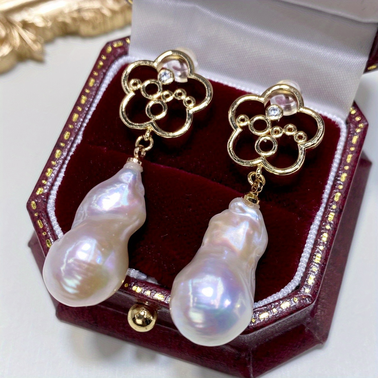 chic baroque   dangle earrings unique shape   gifting on valentines day special occasions pearl earrings handmade   afternoon     details 3