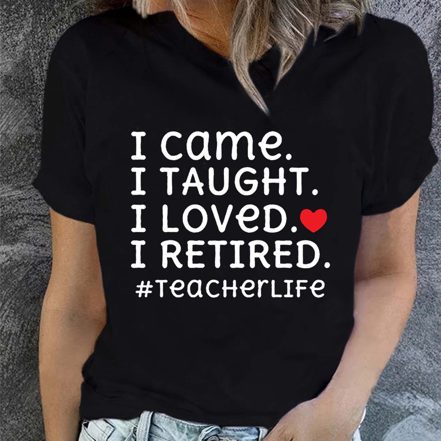 

Retirement Teacher Life Graphic T-shirt – Casual Crew Neck Knit Fabric Tee – Polyester And Spandex Blend – Summer Alphabet Pattern Shirt With Short Sleeves – Regular Length