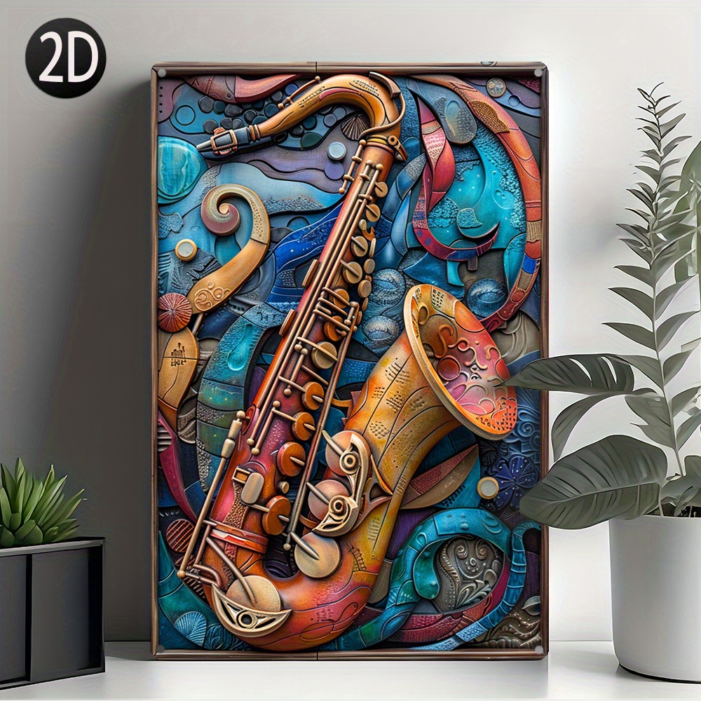 

Vintage Jazz Saxophone Wall Art: 100% Aluminum, 8x12 Inch (20x30cm), Wall Hanging Decoration, Safe Delivery With Cardboard Packaging