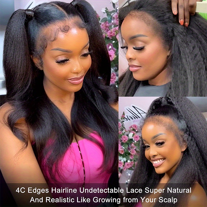 200 density straight wig human hair 13x4 hd lace front - Temu display picture 2