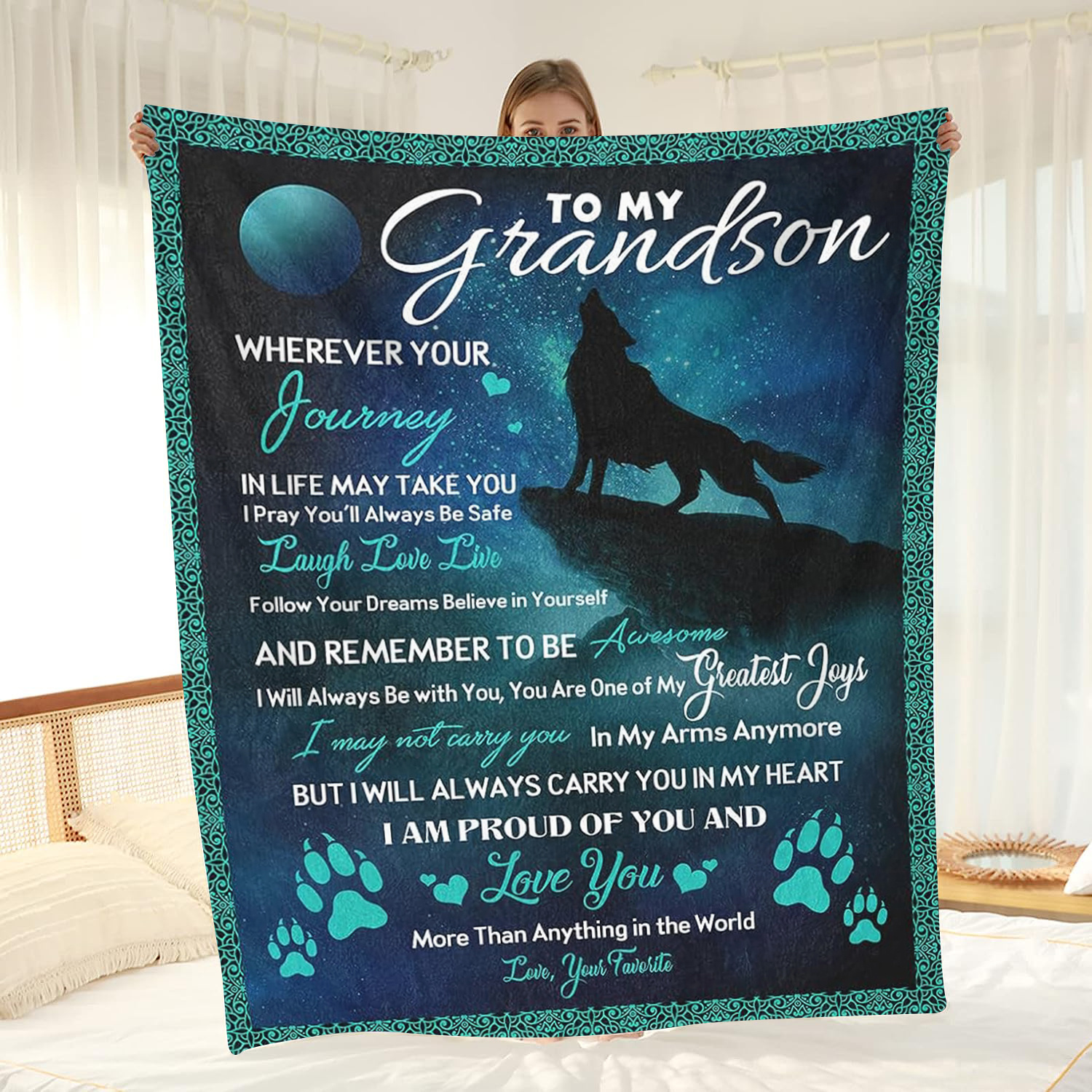 

1pc Gifts For Grandson Blanket Anniversary Birthday Gift Blanket Soft Flannel Couch Blanket Tv Blanket