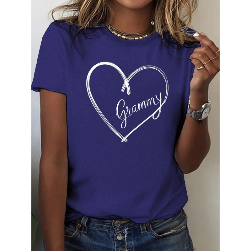 

Grammy Heart Outline Pure Cotton Women's T-shirt, Comfort Fit