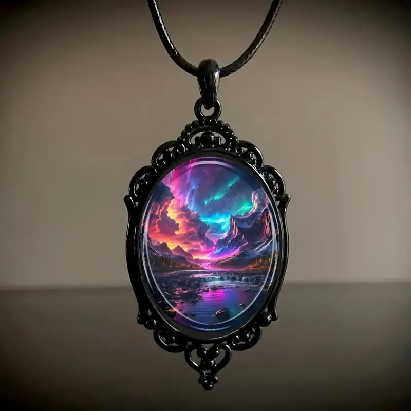 

Glamorous Aurora Landscape Necklace: A Romantic Gift Jewelry For Men