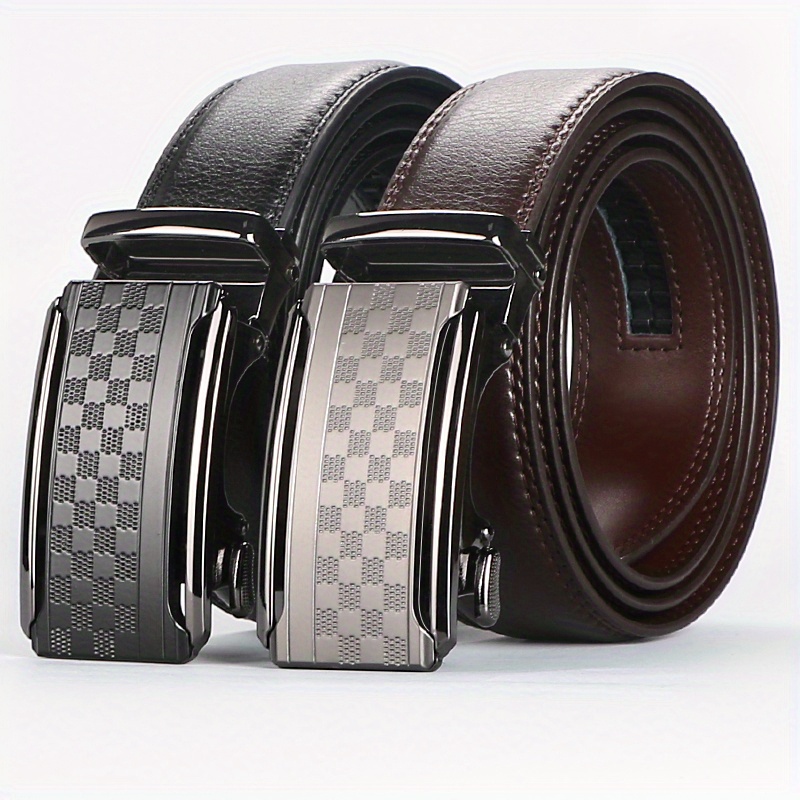 

2pcs Men's Automatic Buckle Genuine Leather Cowhide Belt, Genuine, Business Belt, Valentine's Day Gift