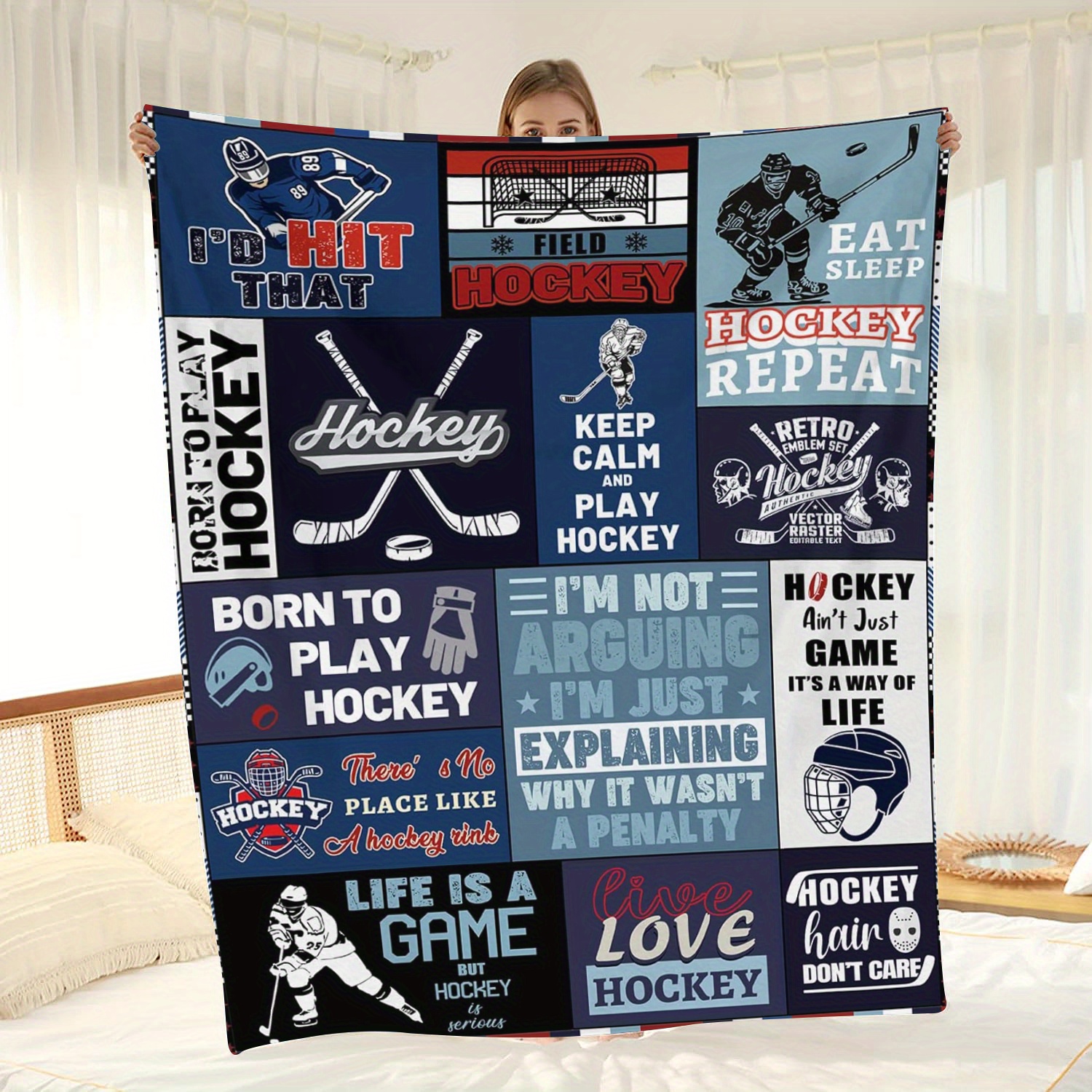 

Themed Throw Blanket For All Seasons - Soft Flannel Fleece, Digital Print Knitted Sports Blanket, Ideal Gift For , Cozy Sofa & Tv Blanket With & Quotes