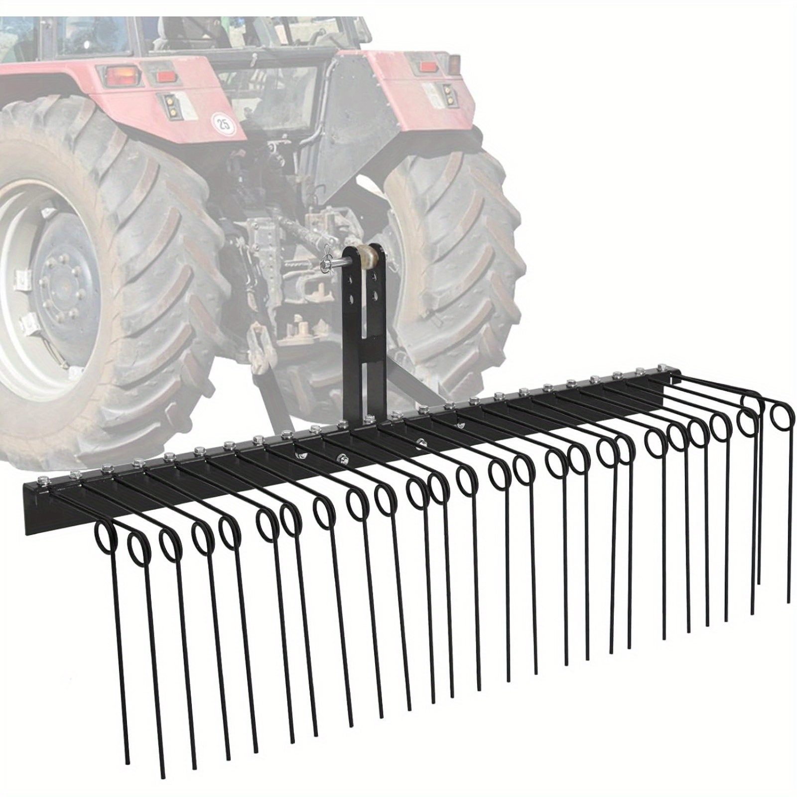 Heavy Duty Steel 60" 3 Pt Pine Straw Rake Attachment for Cat-0 & Cat-1