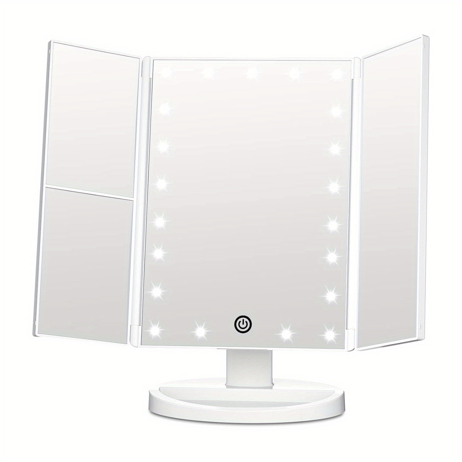 

Funtouch Trifold Vanity Mirror With Lights, Lighted Makeup Mirror 2x/ 3x Magnification, Touch Dimming, Dual Power 180° Rotation Lit Beauty Table Mirror, Make Up Mirror With Lighting