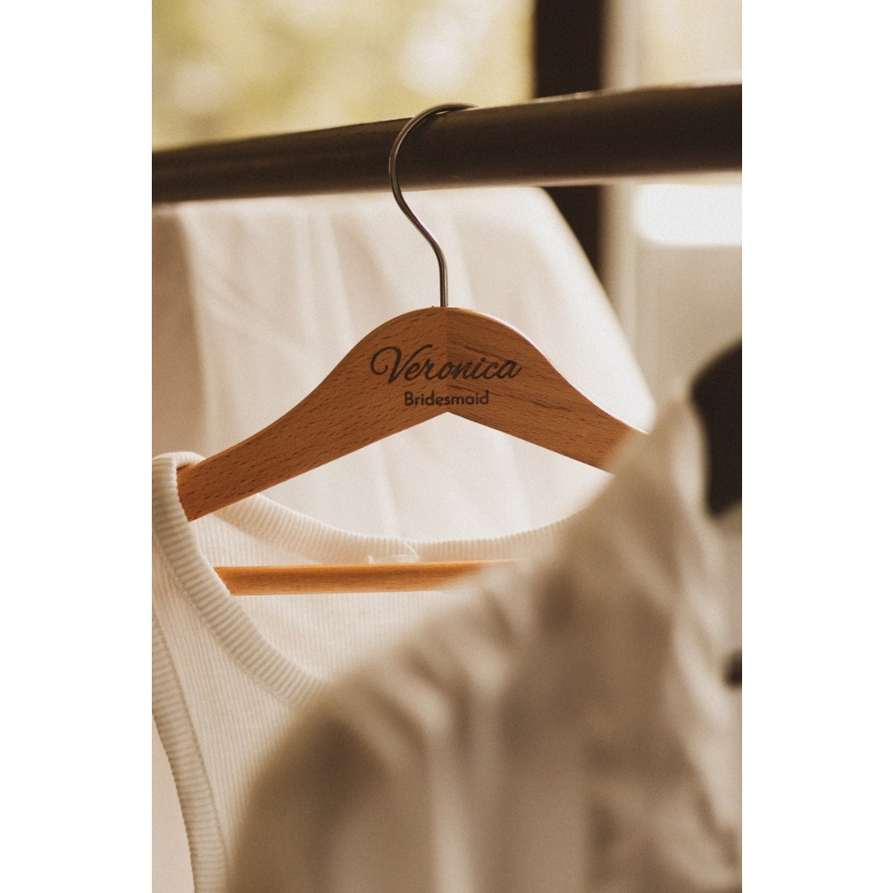 

Custom Wooden Bridesmaid Hanger - Personalized Wedding Dress Holder For Bridesmaids | Elegant Gift Idea