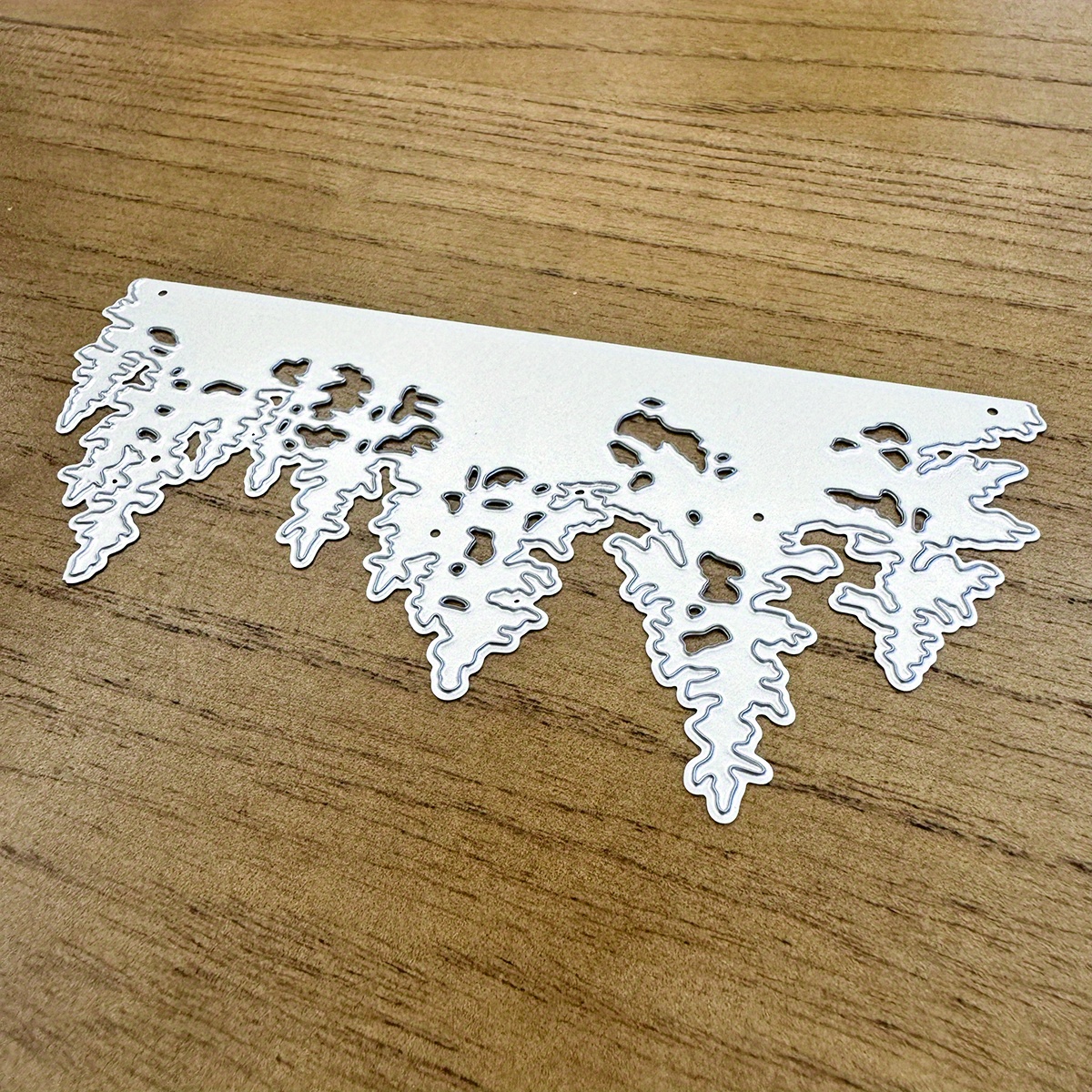 Metal Cutting Dies And Stencils For Scrapbooking Featuring Half-cut Borders Of Retro Christmas Trees, Perfect For Decorative Embossing On Paper Cards