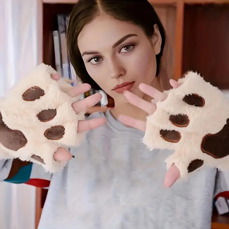 

Cozy Plush Half-finger Gloves - Soft, Warm & Comfortable For Autumn/winter | Cute Fashion Accessory For Women