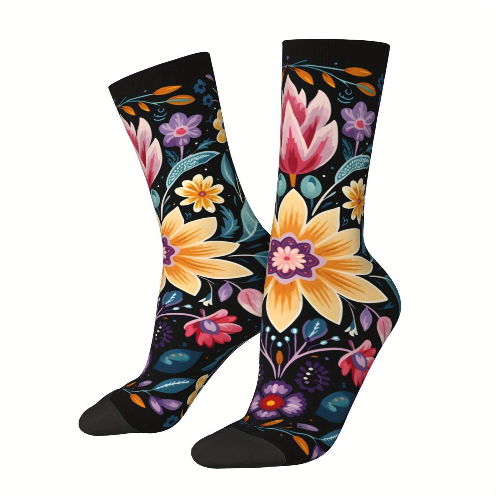 

1 Polyester Crew Socks With Ojibwe-inspired , 95% Polyester 5% Elastane, Non-fade Vintage For