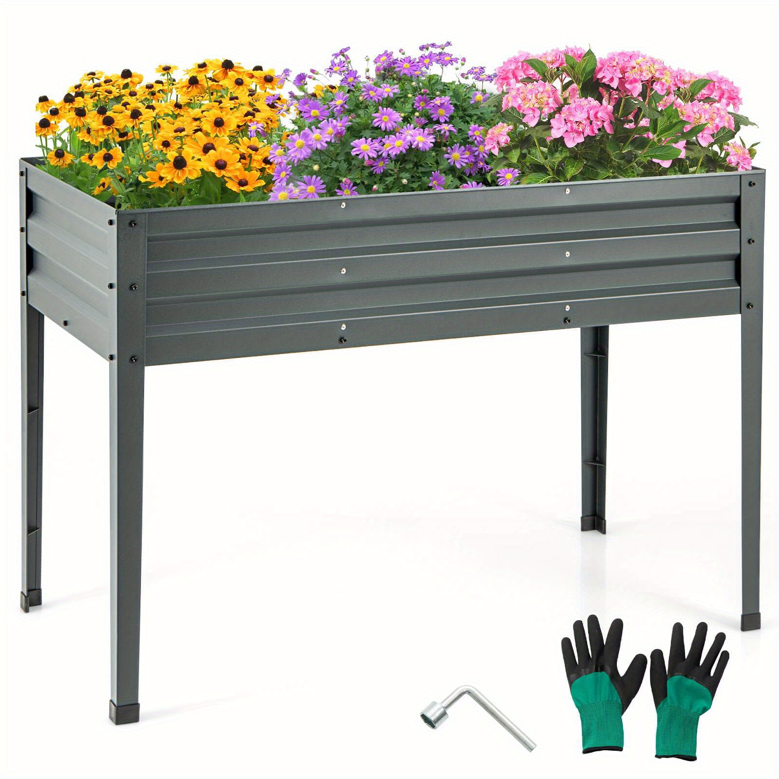 

Multigot 46" X 24" X 32" Galvanized Raised Garden Bed W/legs Drainage Holes For Flowers