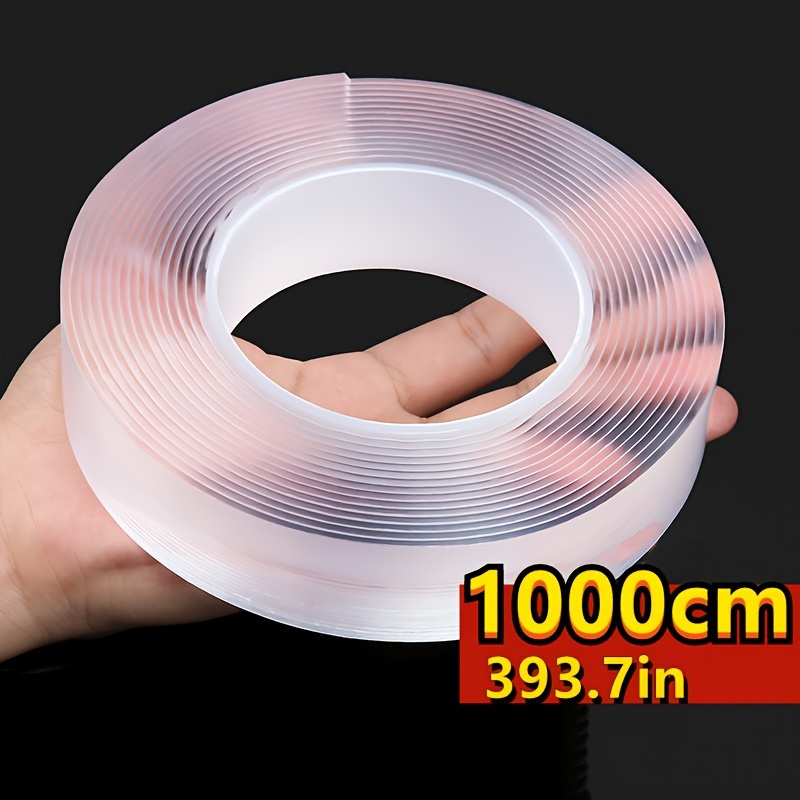 

1pc Extra-long & Wide Nano Double-sided Adhesive Tape - 33ft X 3.7in, Strong & Transparent, Waterproof, Washable For Use On Plastic, Fabric, Glass, Metal & More