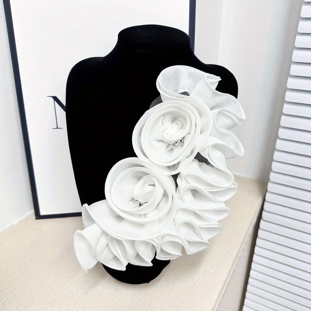 

3d Floral Brooch: 13.7in X 6.3in Black Cloth Fabric Collar Flower Pins For Women - Lace Flower Corsage Lapel Pins - Diy Accessory