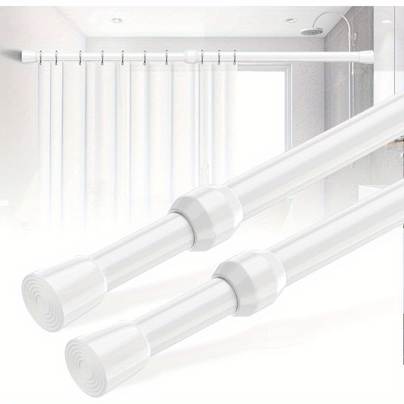 

Adjustable Aluminum Alloy Shower Curtain Rod, Tension Spring Loaded, No-drill, Extendable Rod For Bathroom, Closet, Kitchen, No Tools Required - Fits 100-190cm Openings