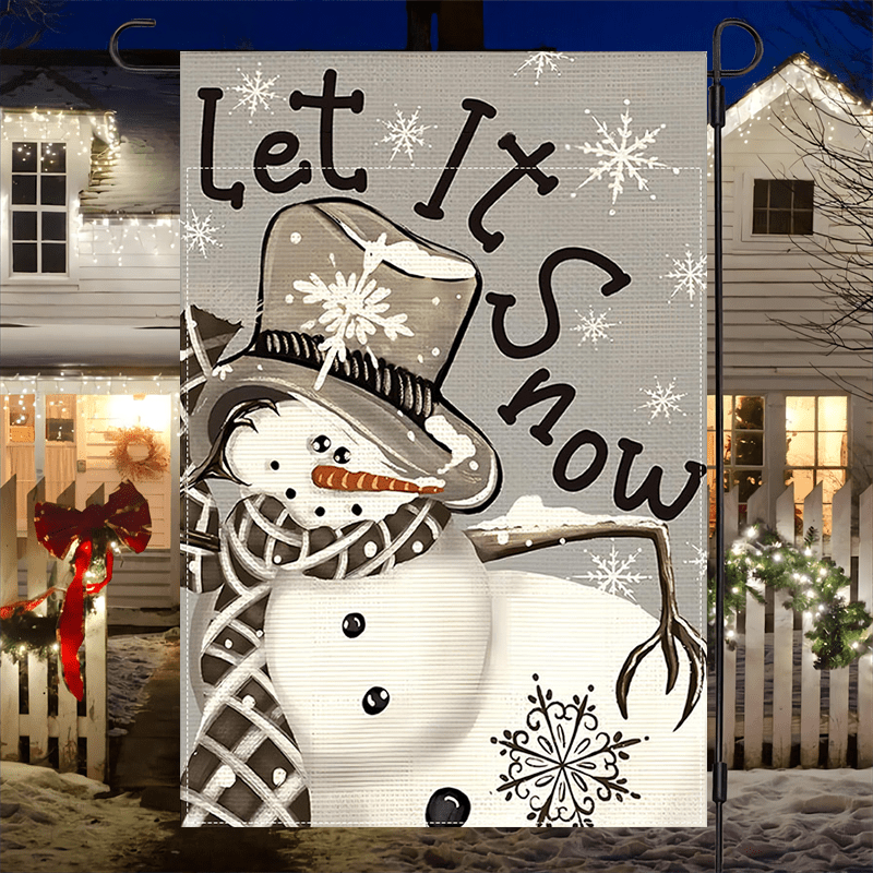 

Double-sided Let It Snow Snowman Garden Flag - Weatherproof Polyester Holiday Outdoor Decoration, Multipurpose Washable Fabric, No Electricity Required, 12x18 Inch - Pack Of 1