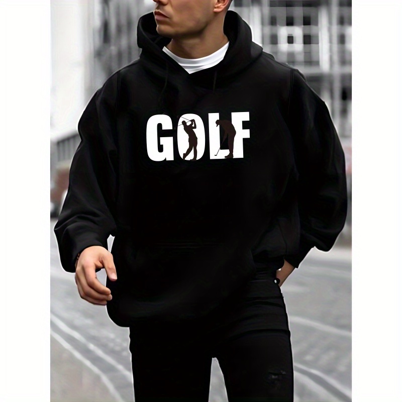 

Men's Hoodie With Golf Print - Casual Pullover Sweatshirt For Fall & Winter, Long Sleeve, Kangaroo Pocket