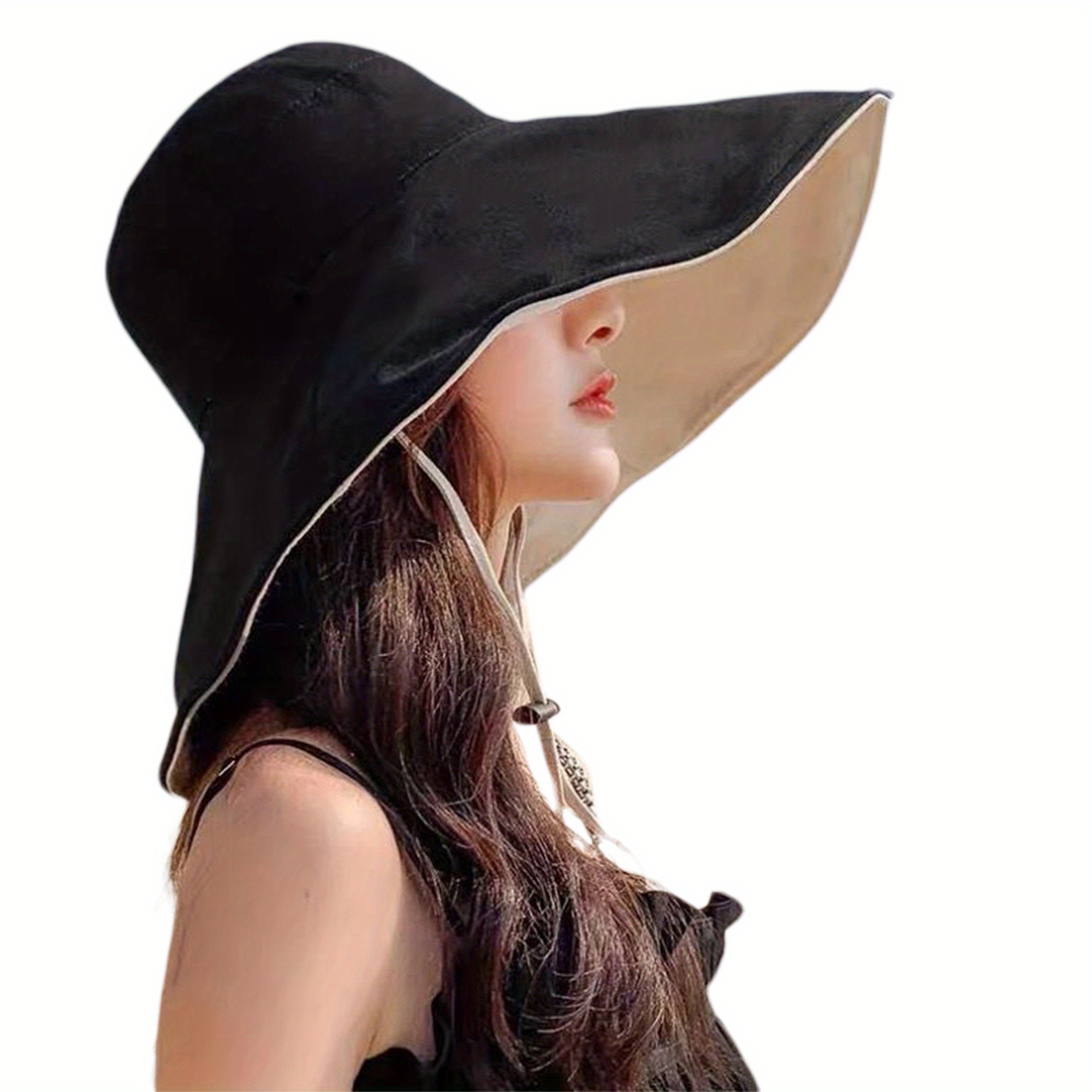 women wide brim reversible bucket hat shield outdoor - Temu display picture 3