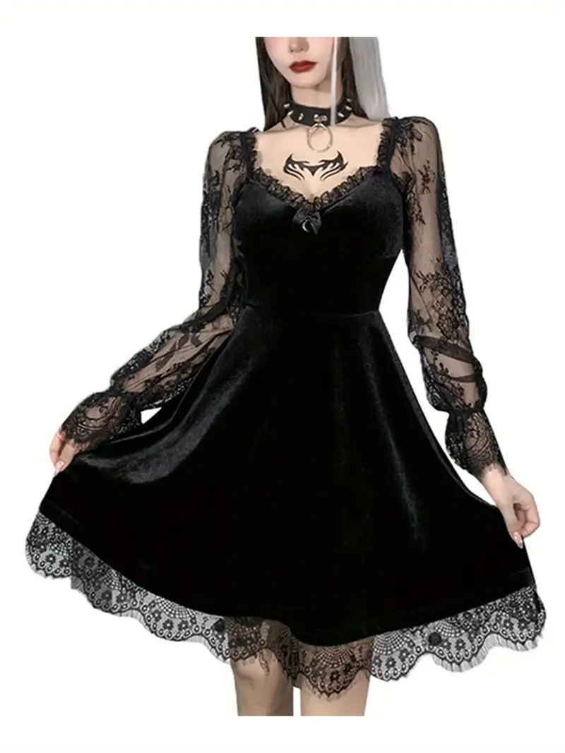 vintage gothic style halloween costume 100 knit fabric v - Temu vintage gothic style halloween costume 100 knit fabric v - Temu