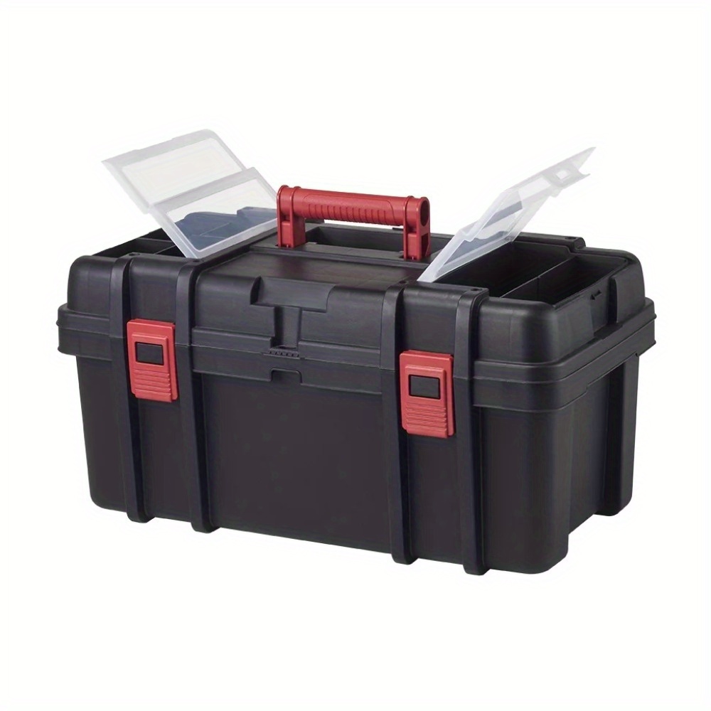 

22-inch Toolbox, Plastic Tool And Hardware Storage, Black