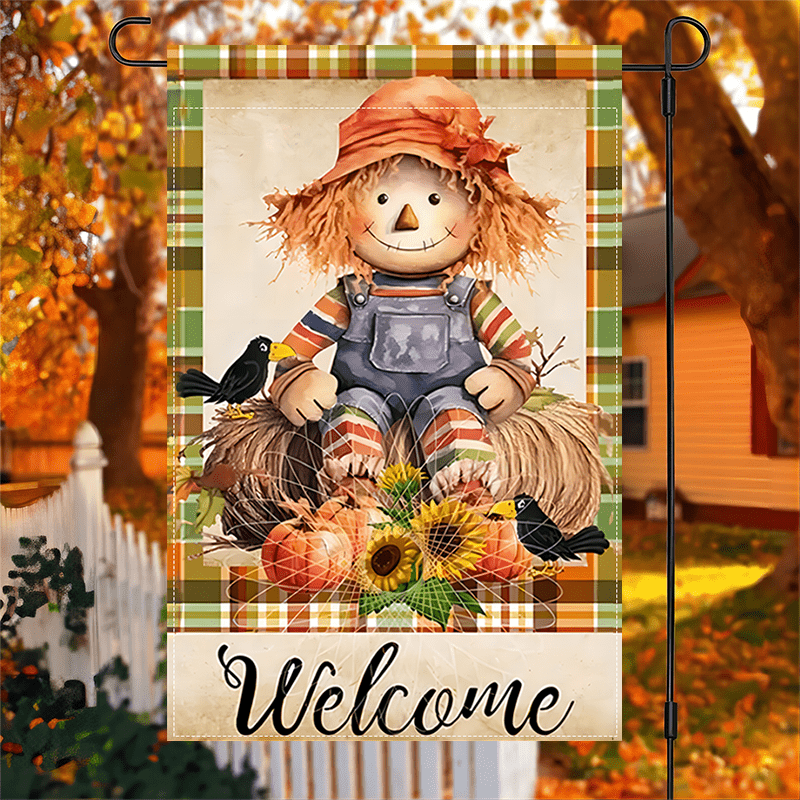 

1pc, Fall House Banner Double Fall Banner Harvest Pumpkin Yard Decorations Happy Fall Banner Double Sided Waterproof Burlap Flag 12x18inch