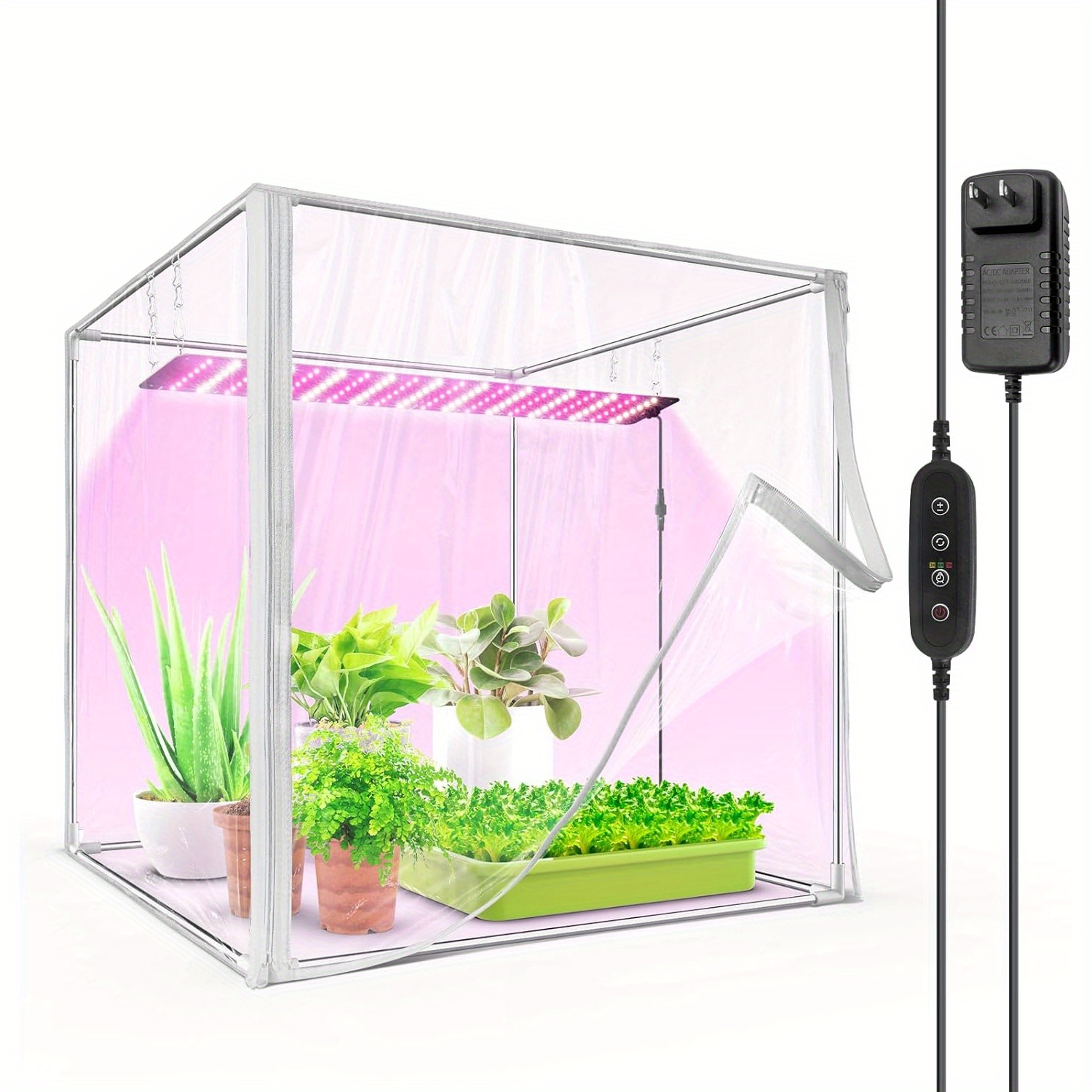 

Indoor Greenhouse With Grow Light, With 40w Seed Starting Led Indoor Plant Light, Portable Mini Greenhouse With Timer For Seed Starter Tray, Seedling, Sprouting, , 23x23x23in