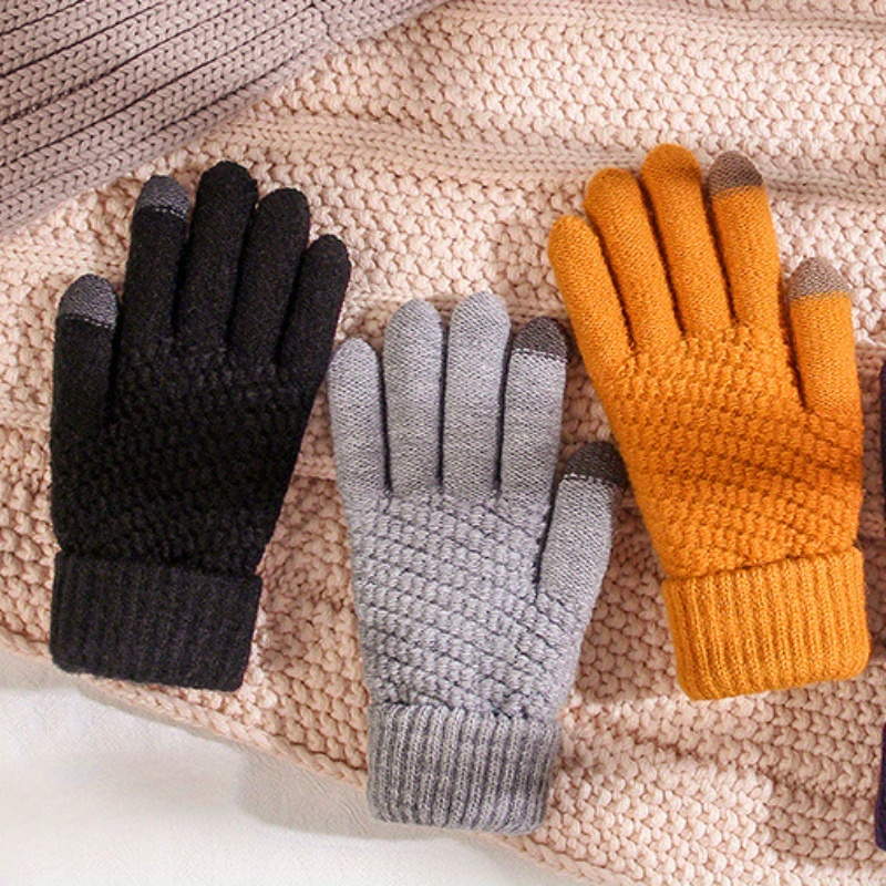 TEMU 3 Of Touchscreen Gloves - Knitted Insulated Fingerless Gloves For Men And Women - Suitable For Outdoor And Touchscreen Use