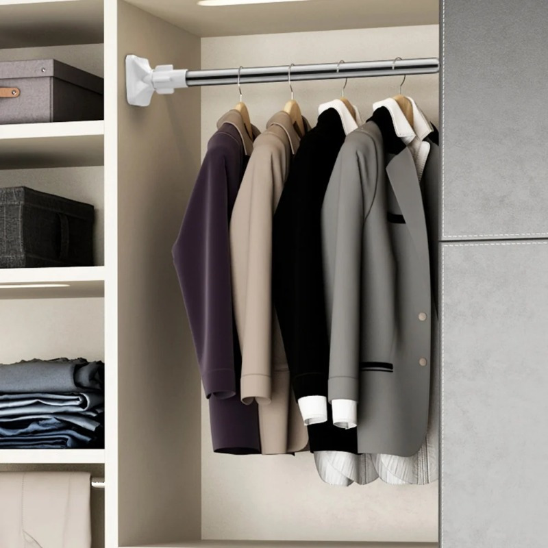Wall Mounted Tension Wardrobe Rail 1pc Durable Stainless Steel