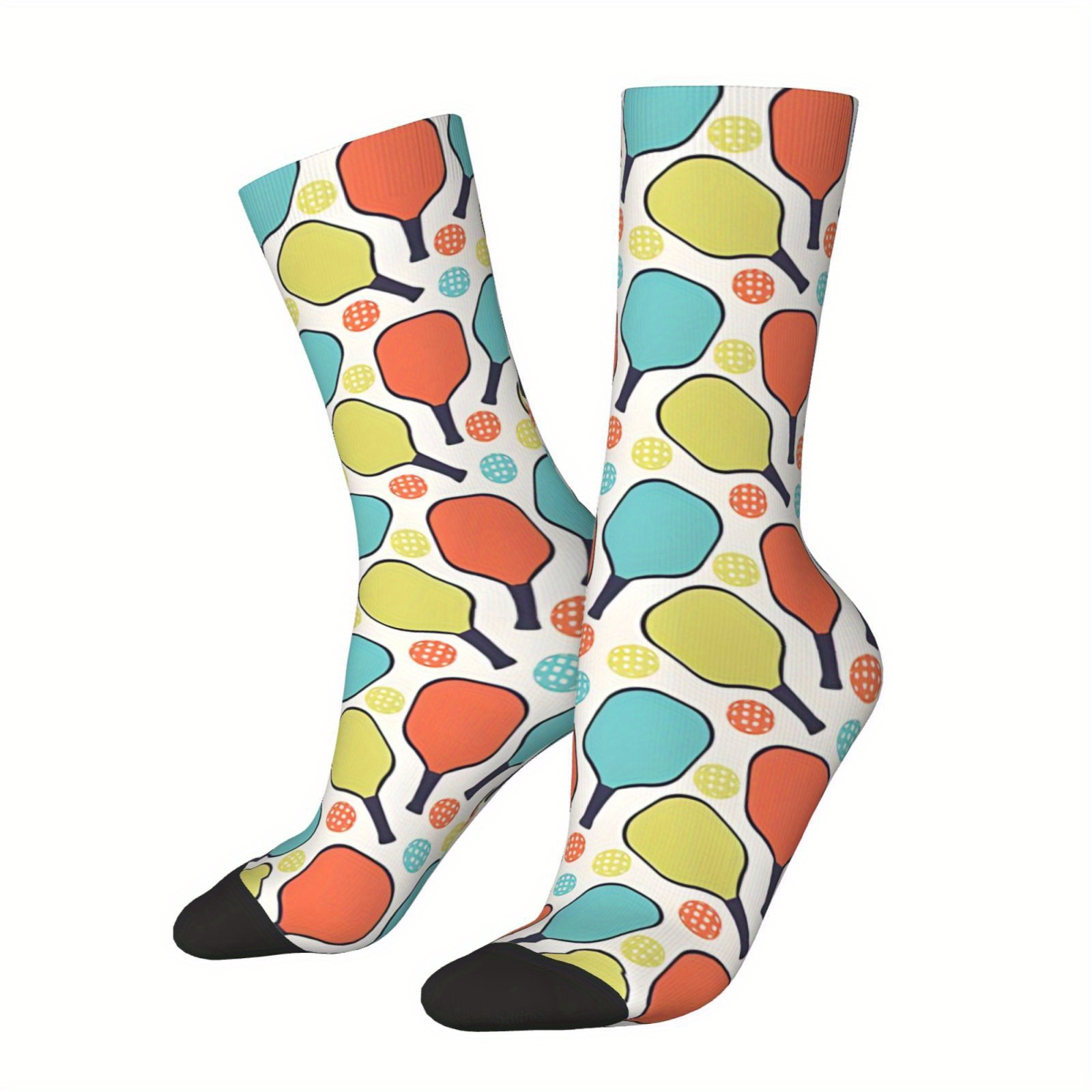 

1 Fabric Men' Socks - 95% Polyester 5% Elastane Seamless Cartoon Pattern - Happy Pickleball Socks For Hip Hop Novelty & Crazy Sock Enthusiasts - Hand Wash/ Recommended