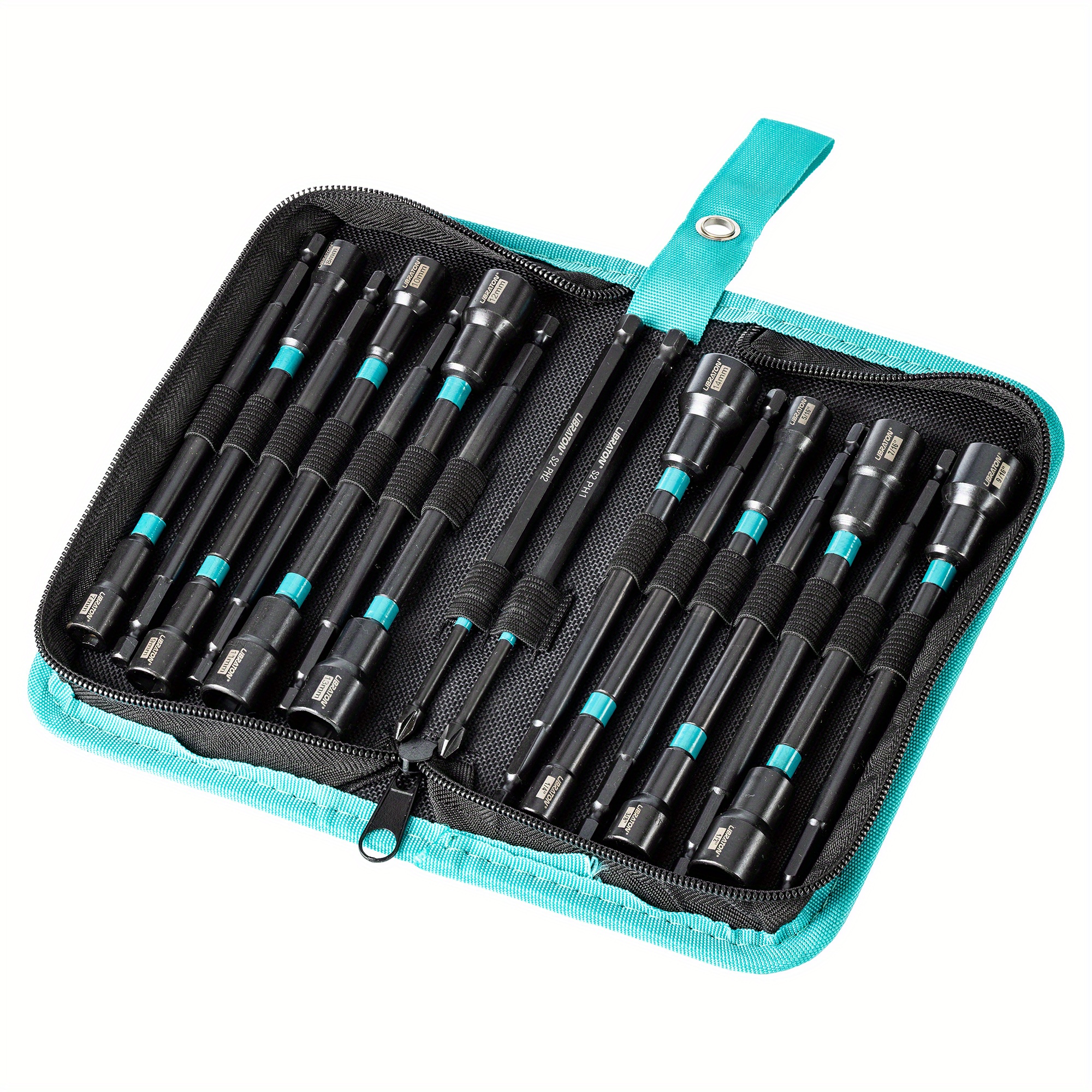 

Libraton 16pcs Magnetic Nut Driver Set, 6" Nut Drivers Metric & Sae Nut Drivers Drill, Nut Driver Bits 1/ 4" Hex Shank