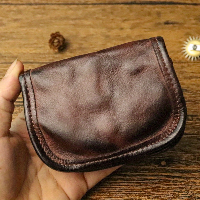 

1pc Cowhide Retro Small Card Bag, Simple Fashion Wallet