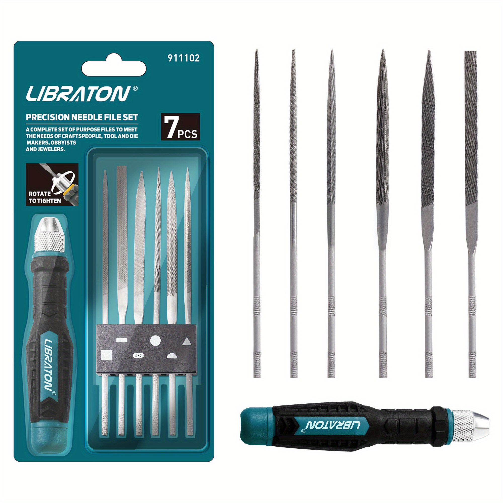 

Libraton 7pcs Needle File Set Interchangeable, Small Files, Mini Files, Wood Files, Metal Files Set, Steel Files With Handle