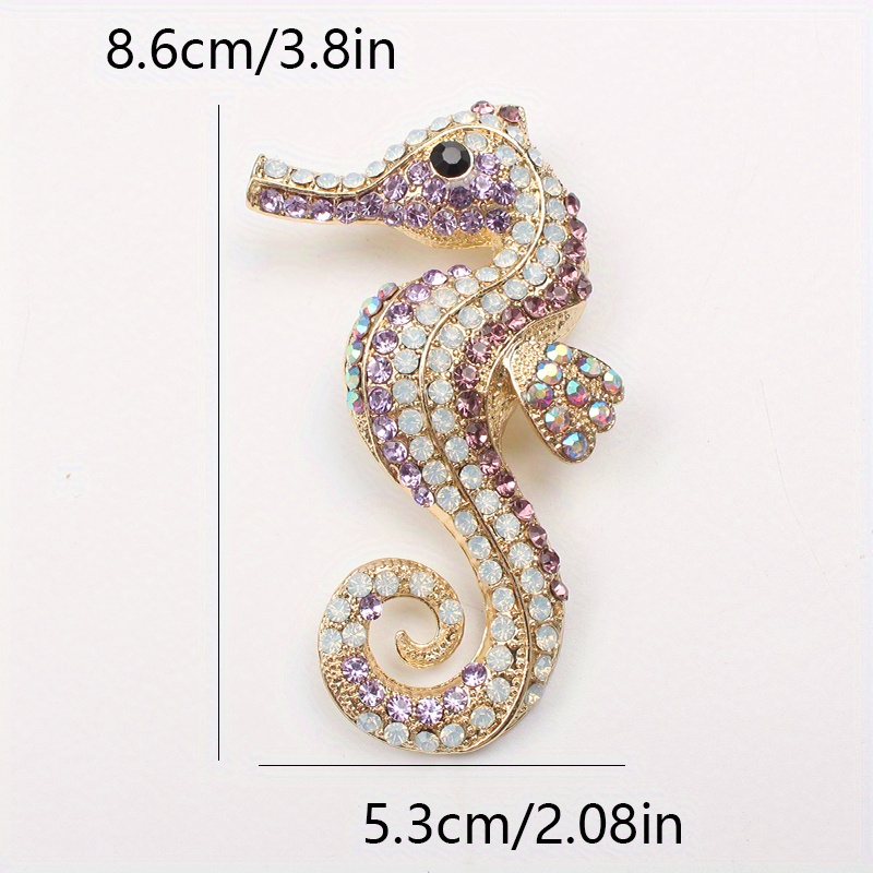   vintage seahorse brooch with sparkling rhinestones unique   fashion accessory seahorse decoration details 3