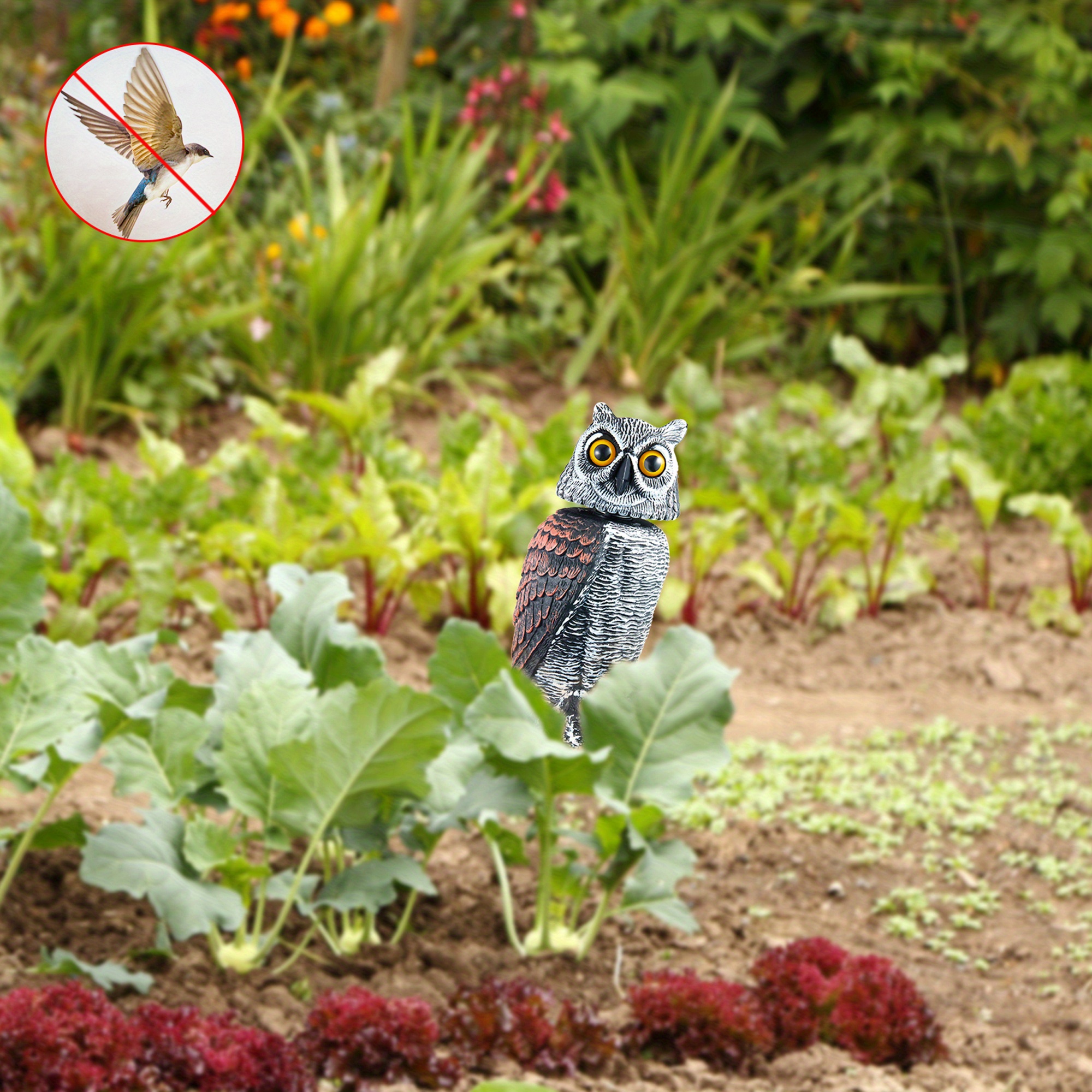 

Realistic Owl Decoy With 360° Rotating Head - Waterproof, Sound-activated Repeller For Garden, , And , Thanksgiving