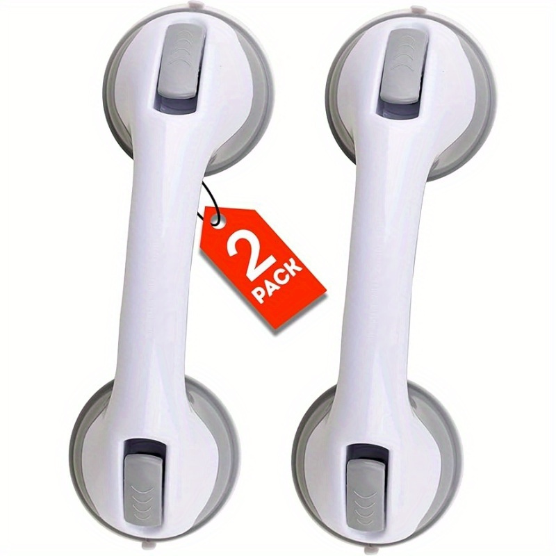 

2 Pack Sturdy Shower Handle Grab Bars: Easy Installation For Tiles, Glass, And Hard Plastic Surfaces - Suitable For Seniors And Handicap Support