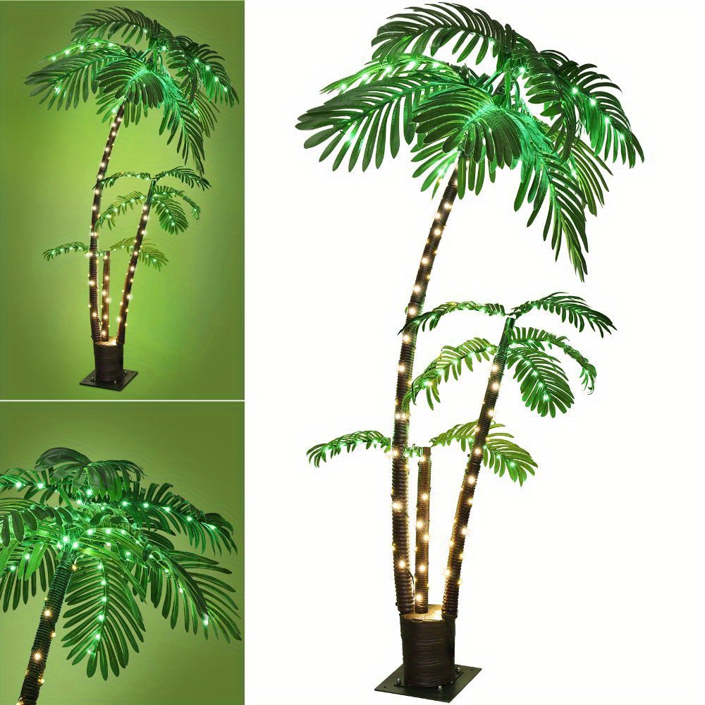 

Led Light-up Palm Tree With 8 Lighting - Decor For Patio, Yard, Pool, Or Party -, Plug-in, No Batteries Needed, Realistic Artificial Design,