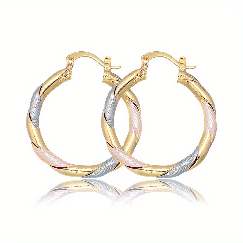 

Elegant 18k Gold-plated Hoop Earrings – Twisted Design – Versatile Accessory For Weddings, Parties & Birthdays