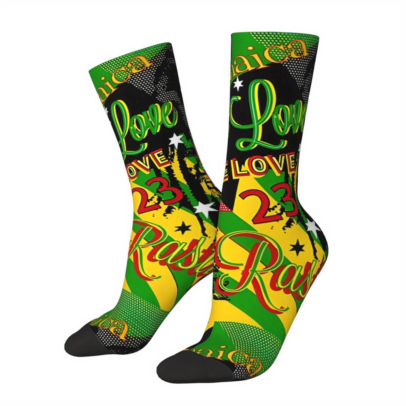 

Jamaican Rasta 1 Love Party Sock For Men - Hip Hop Harajuku Happy Seamless Pattern Printed Crew Sock - Casual Gift - New Arrival