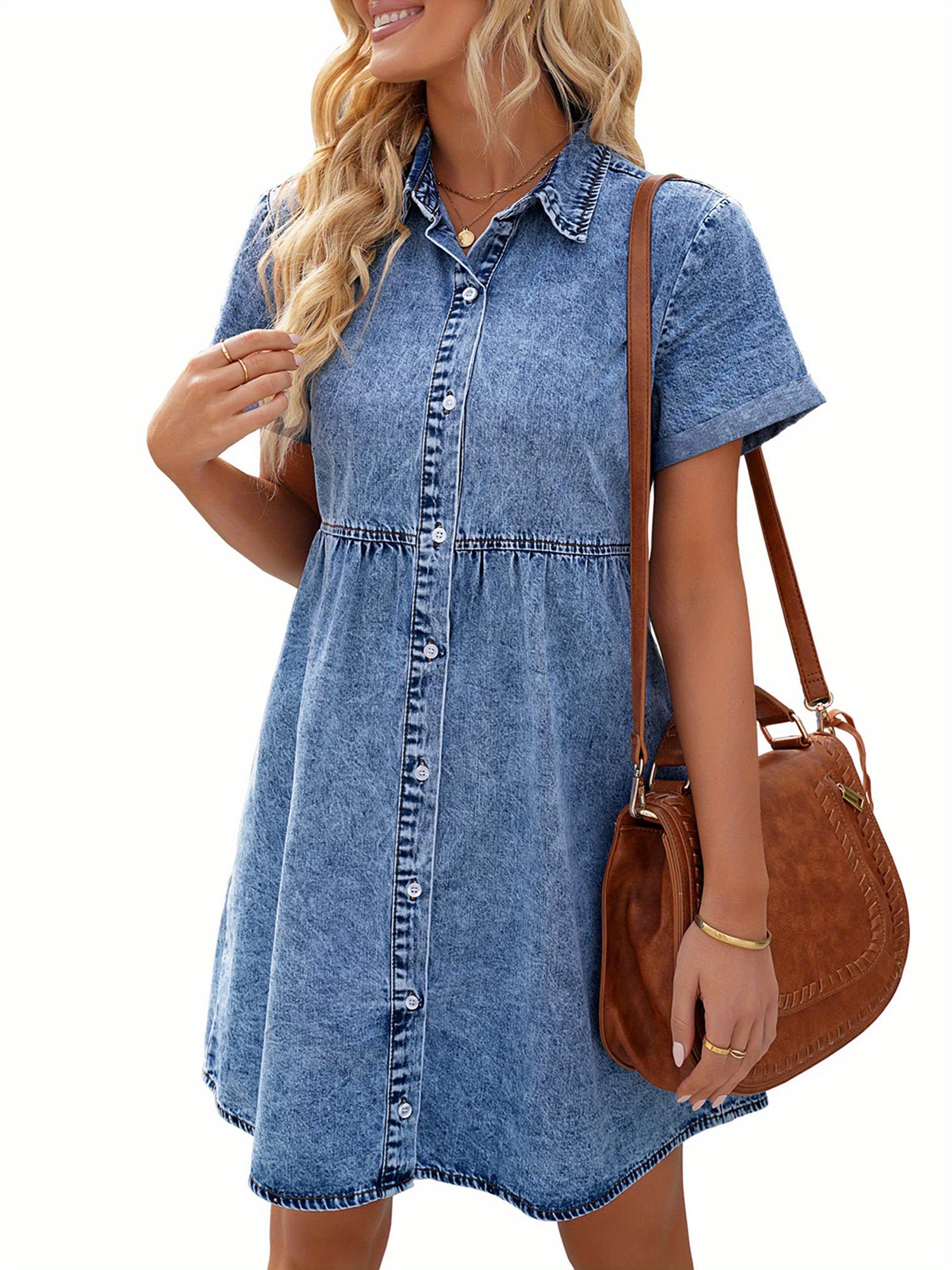 white christmas dresses Porter Snap Front Denim Dress 2153 Blue / 10Y main image 0