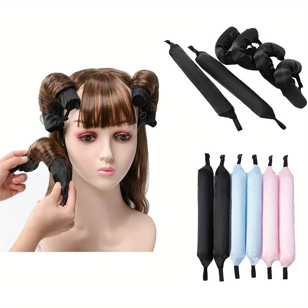 

6pcs/set Heatless Curling Rod Headband Silk Lazy Hair Rollers Sleeping Curler Foam Roller Hair Styling Tools